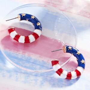 Red White Blue American USA Flag Hoop Earrings Trend Fashion Jewelry Accessories
